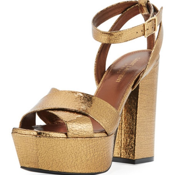 SOLD Saint Laurent Bronze/Gold Leather Platforms - Picture 2 of 8